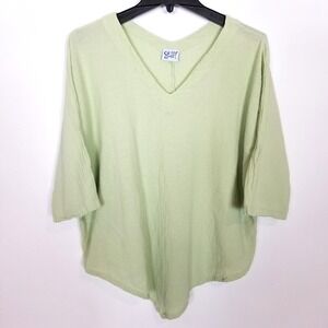 Oh My Gauze! Women Cotton Top Blouse Sz XL Light Green Short Sleeve V Neck